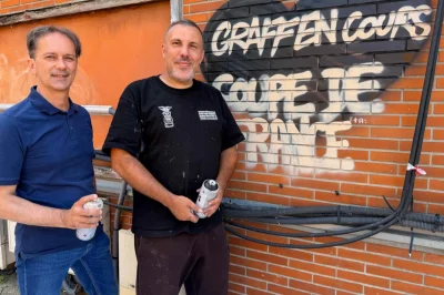 [Vidéo] Un graff en cours de réalisation à Lens pour inscrire la Coupe de France dans les mémoires