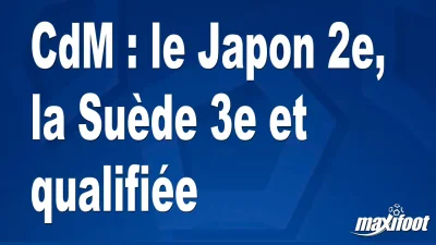 CdM : le Japon 2e, la Suède 3e et qualifiée