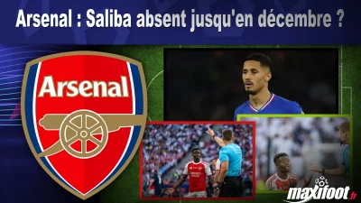 Arsenal : Saliba absent jusqu'en décembre ?
