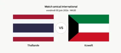 Coupe du Monde 2026 (Amical) : Thaïlande – Koweït en direct