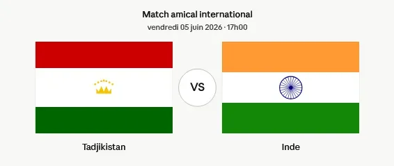 Coupe du Monde 2026 (Amical) : Tadjikistan – Inde en direct