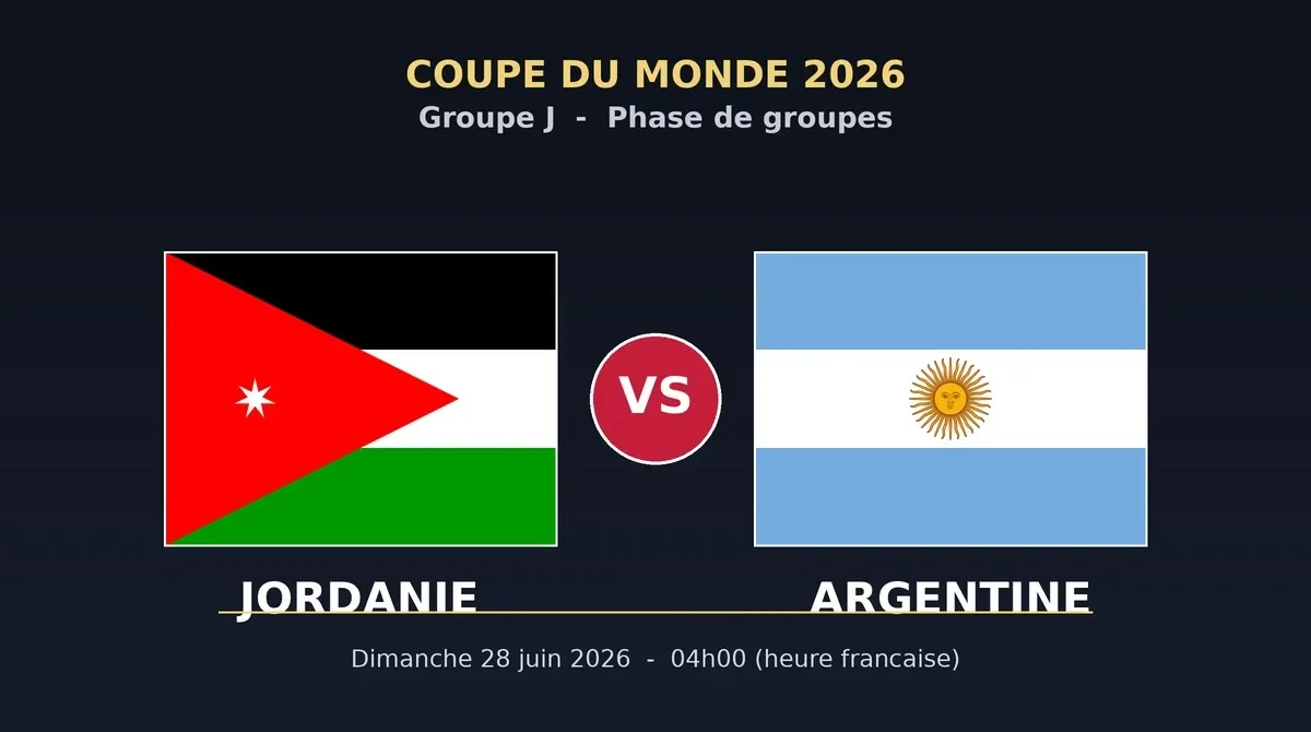 Coupe du monde 2026 : Jordanie – Argentine en direct